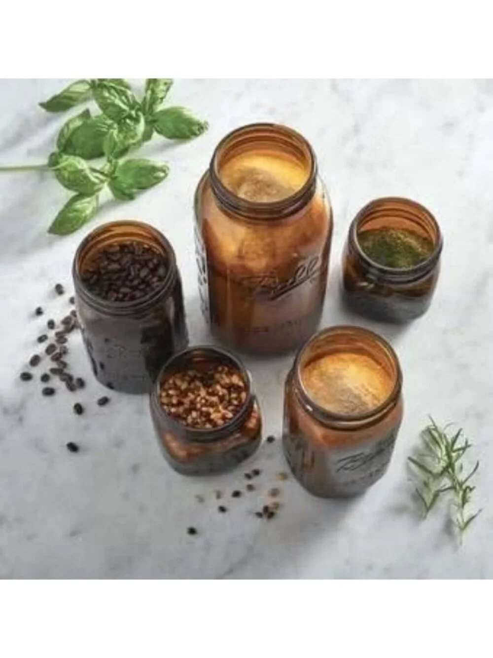 Quart Amber Canning Jars - 4 Count, Wide Mouth Glass Storage Containers for